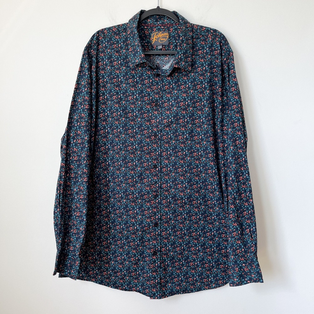Johnny Bigg‎ Long Sleeve Floral Button Up Shirt Mens 3XLT Blue Pink